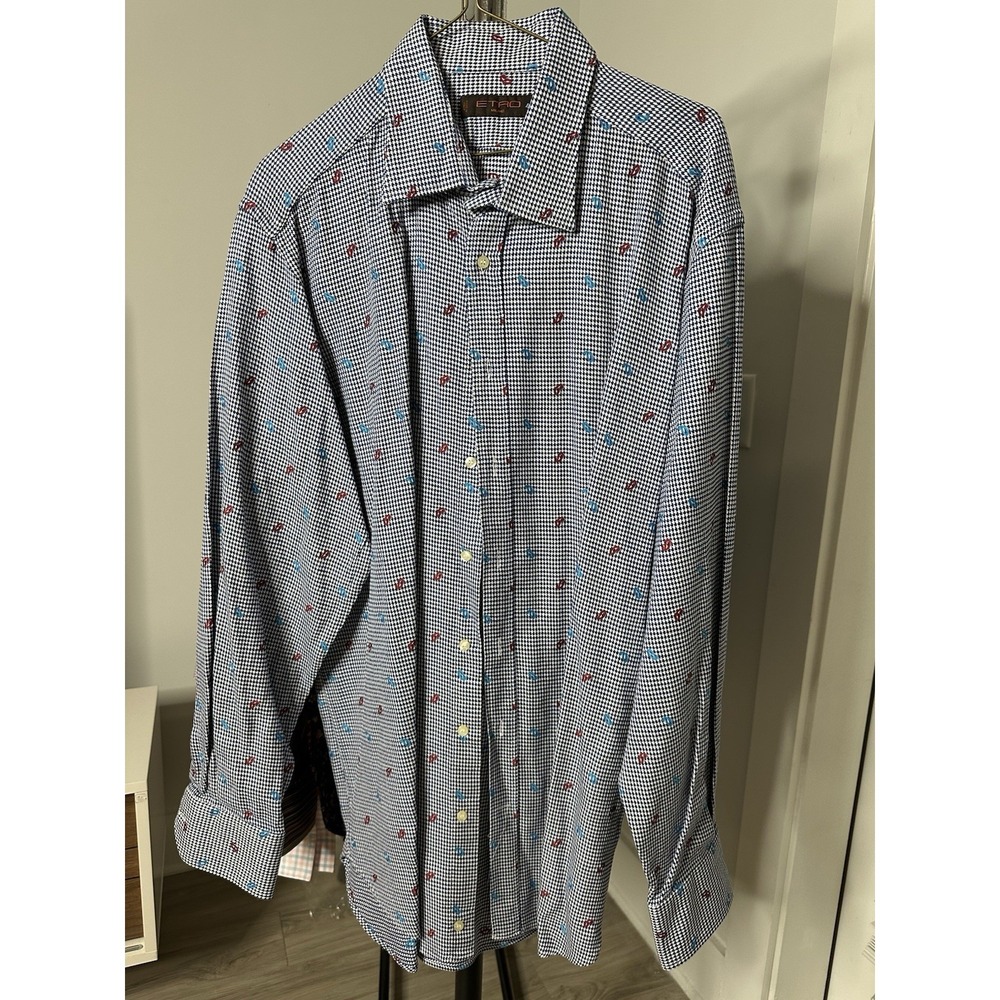 ETRO Milano Mens Long Sleeve Button Front Shirt Size 46 Italy EUC